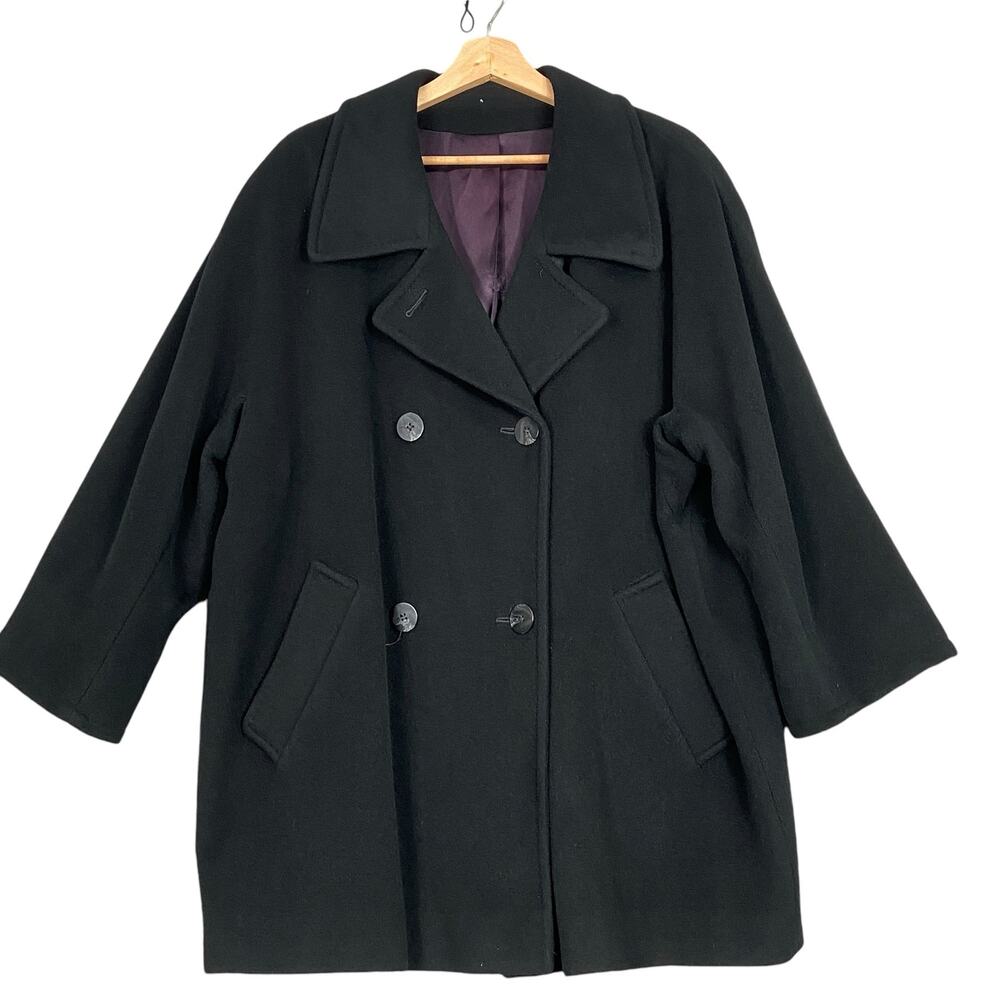Regency Cashmere Black Double Breasted Overcoat Women's  Size 16